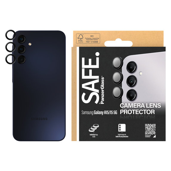 Ochranný kryt objektivu pro Samsung Galaxy A15/A15 5G, Černá, SAFE by PanzerGlass