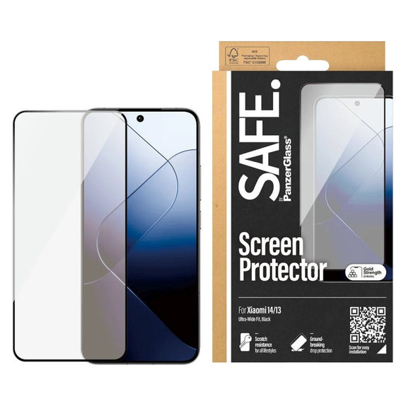 Tvrzené sklo UWF pro Xiaomi 14/13, Černá, SAFE by PanzerGlass