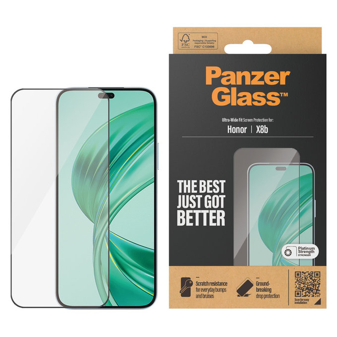 Tvrzené sklo UWF pro Honor 90 Smart, Černá, PanzerGlass