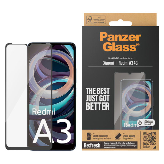 Tvrzené sklo UWF AB pro Xiaomi Redmi A3, Čierne, PanzerGlass
