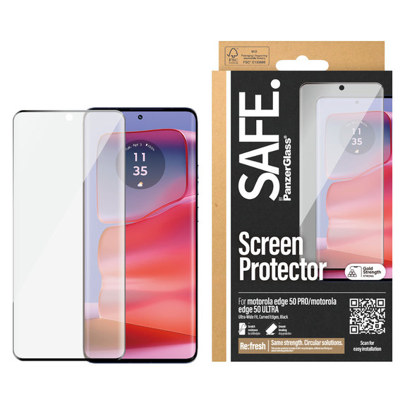 Tvrzené sklo UWF pro Motorola Edge 50 Pro, Černá, SAFE by PanzerGlass