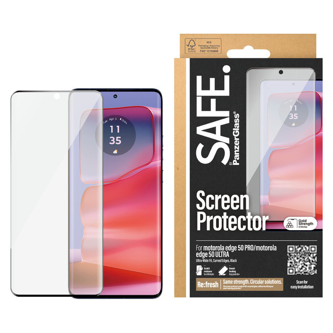 Tvrzené sklo UWF pro Motorola Edge 50 Pro, Černá, SAFE by PanzerGlass