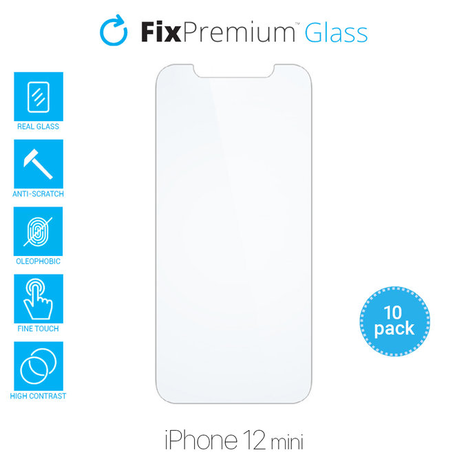 FixPremium Glass - Tvrzené Sklo pro iPhone 12 mini (10 Pack)