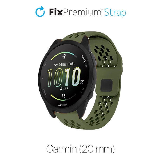FixPremium - Univerzální silikonový řemínek pro Garmin (20 mm), zelený