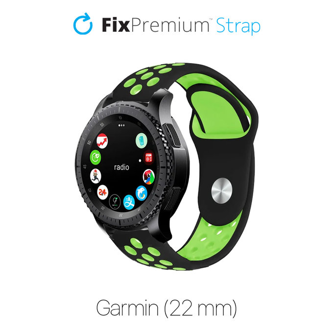 FixPremium - Silikonový sportovní řemínek pro Garmin (22 mm), černý