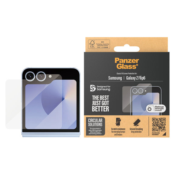 Tvrzené sklo Classic Fit pro Samsung Galaxy Z Flip6, Čirá, PanzerGlass