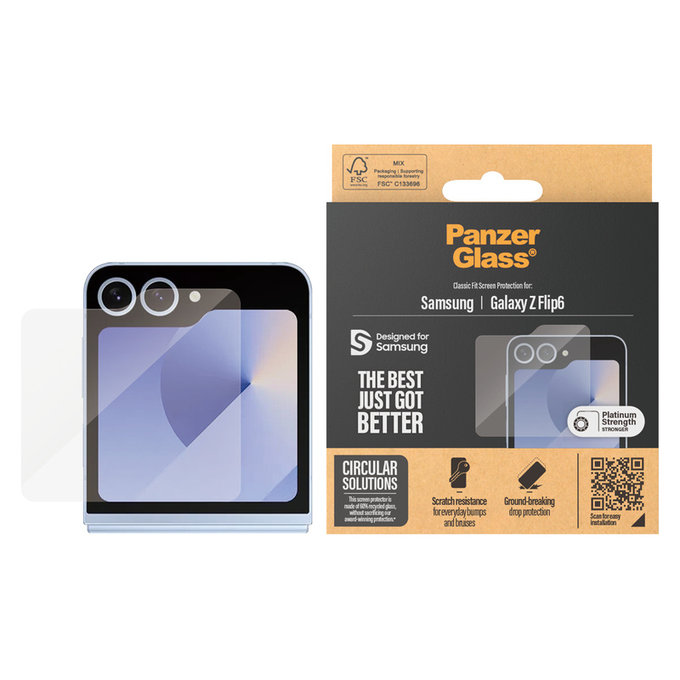 Tvrzené sklo Classic Fit pro Samsung Galaxy Z Flip6, Čirá, PanzerGlass