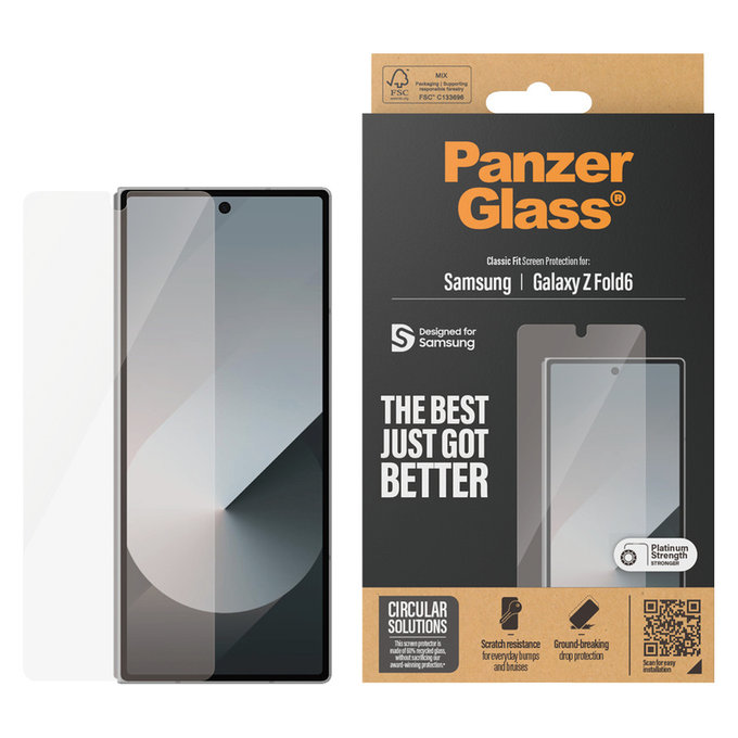 Tvrzené sklo Classic Fit pro Samsung Galaxy Z Fold6, Čirá, PanzerGlass