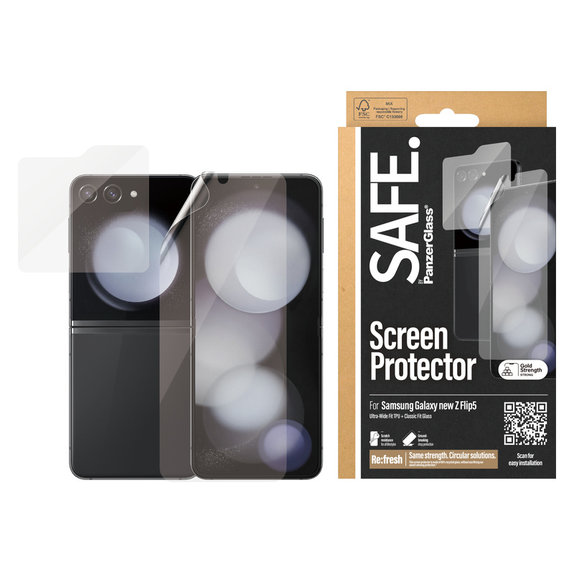 Ochranná fólie UWF a tvrzené sklo pro Samsung Galaxy Z Flip6, Čirá, SAFE by PanzerGlass