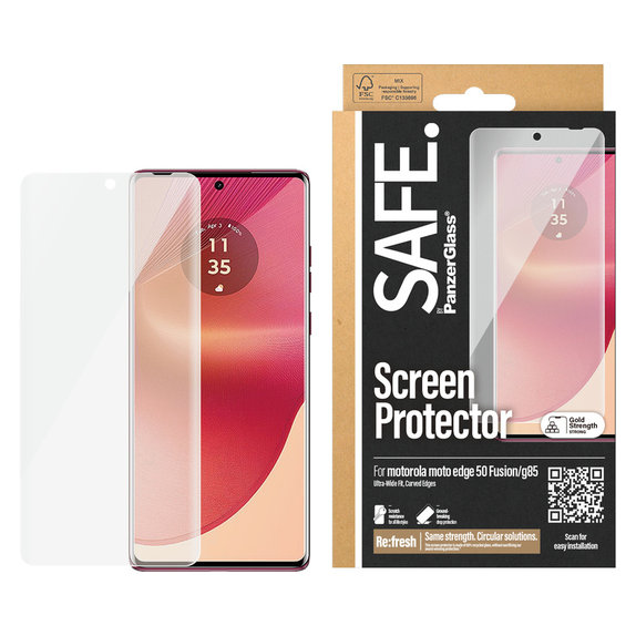 Tvrzené sklo UWF pro Motorola Moto G85 5G/Edge 50 Fusion, Černá, SAFE by PanzerGlass