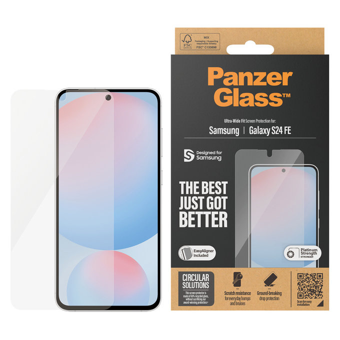Tvrzené sklo UWF s aplikátorem pro Samsung Galaxy S24 FE, Čirá, PanzerGlass