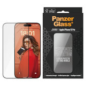 Tvrzené sklo UWF Ceramic s aplikátorem pro iPhone 15 Pro, Černá, PanzerGlass