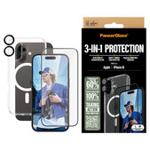 Bundle 3v1 Hoops + Tvrzené sklo UWF + Hard Case pro iPhone 16, PanzerGlass