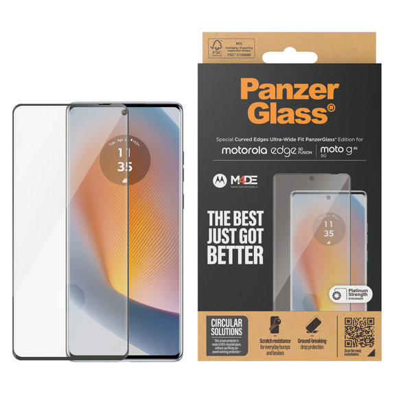 Tvrzené sklo UWF pro Motorola Moto G85 5G/Edge 50 Fusion, Černá, PanzerGlass