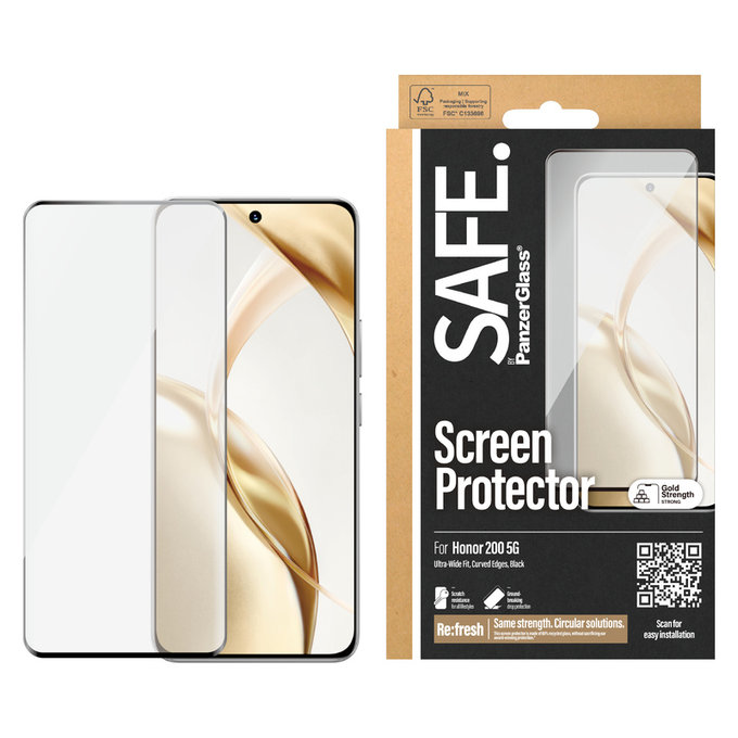 Tvrzené sklo UWF pro Honor 200, Černá, SAFE by PanzerGlass