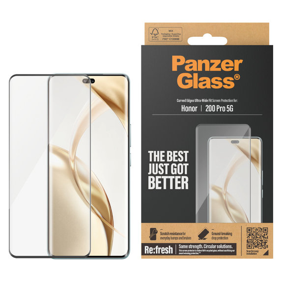 Tvrzené sklo Re:Fresh UWF pro Honor 200 Pro, Černá, PanzerGlass