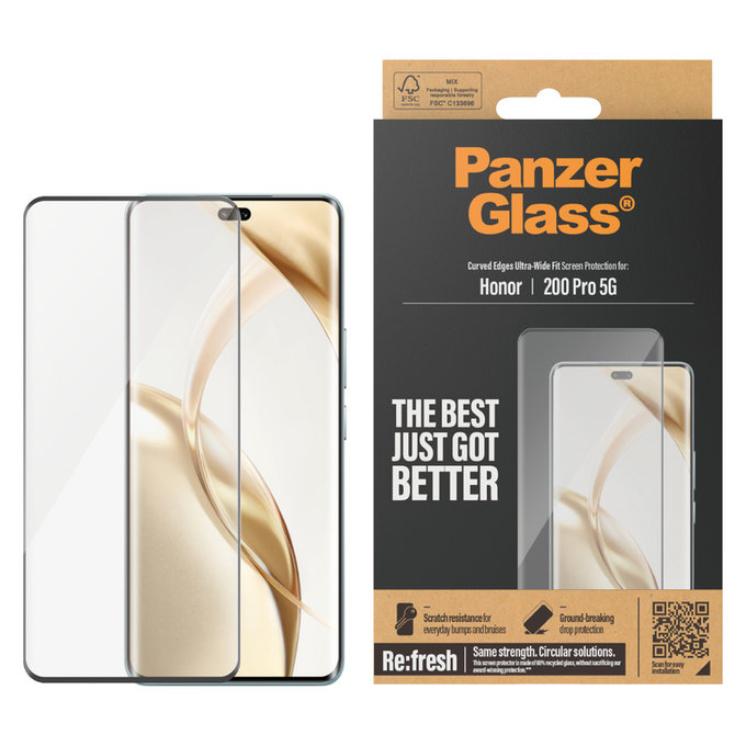 Tvrzené sklo Re:Fresh UWF pro Honor 200 Pro, Černá, PanzerGlass