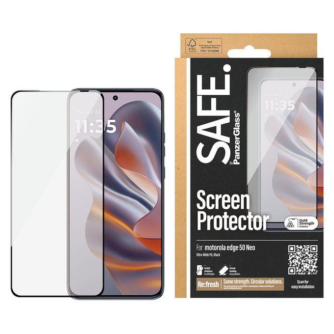 Tvrzené sklo UWF pro Motorola Edge 50 Neo, Černá, SAFE by PanzerGlass
