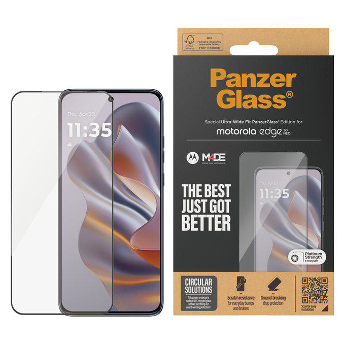 Tvrzené sklo UWF pro Motorola Edge 50 Neo, Černá, PanzerGlass