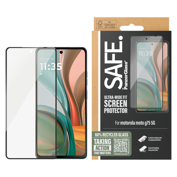 Tvrzené sklo UWF pro Motorola Moto G75 5G, Černá, SAFE by PanzerGlass