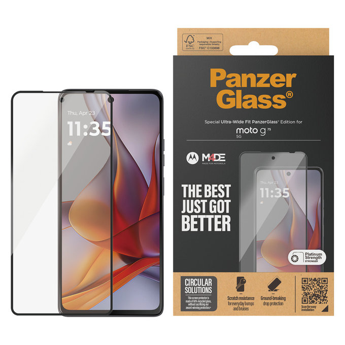 Tvrzené sklo UWF pro Motorola Moto G75 5G, Černá, PanzerGlass