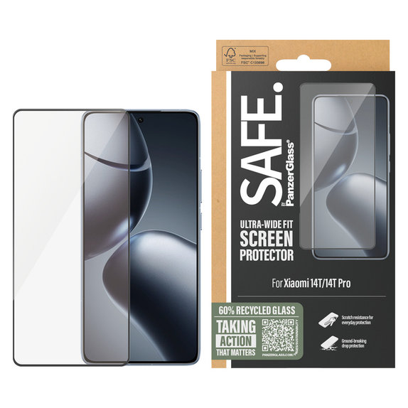 Tvrzené sklo UWF pro Xiaomi 14T/14T Pro, Černá, SAFE by PanzerGlass