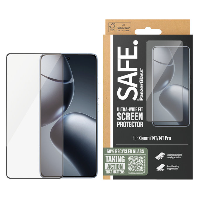 Tvrzené sklo UWF pro Xiaomi 14T/14T Pro, Černá, SAFE by PanzerGlass