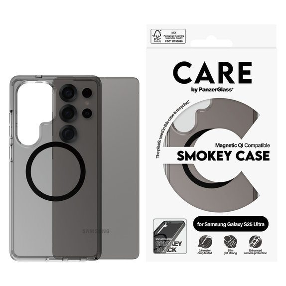 Pouzdro Smokey s černým QI pro Samsung Galaxy S25 Ultra, Černá, PanzerGlass