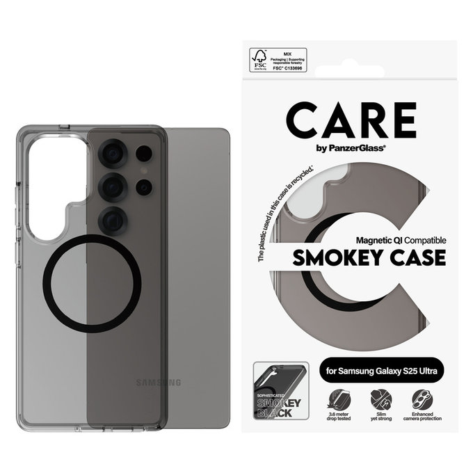 Pouzdro Smokey s černým QI pro Samsung Galaxy S25 Ultra, Černá, PanzerGlass