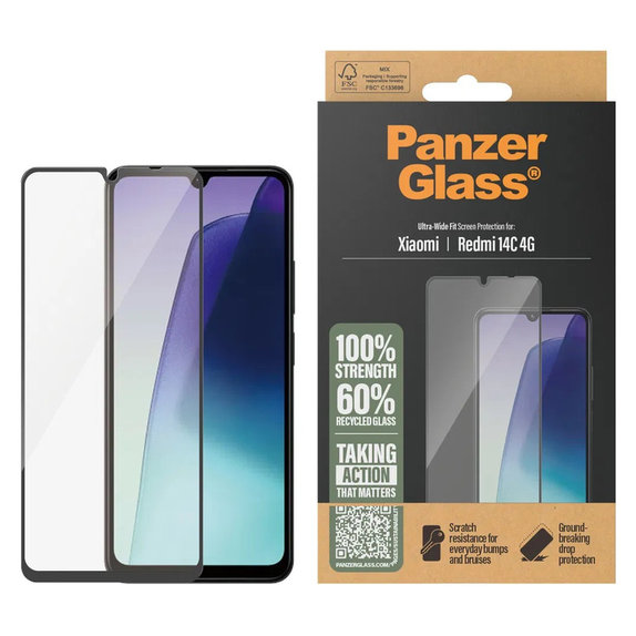 Tvrzené sklo UWF pro Xiaomi Redmi 14C 4G, Čirá, PanzerGlass