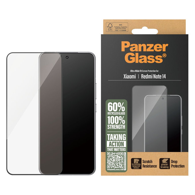 Tvrzené sklo UWF pro Xiaomi Redmi Note 14, Černá, PanzerGlass