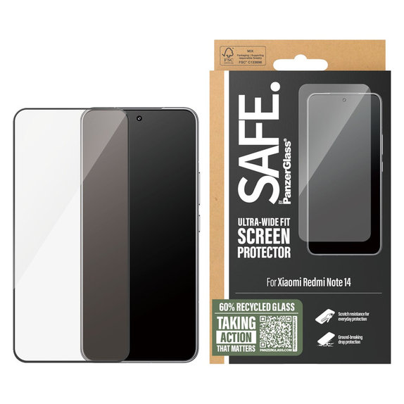 Tvrzené sklo UWF pro Xiaomi Redmi Note 14, Černá, SAFE by PanzerGlass