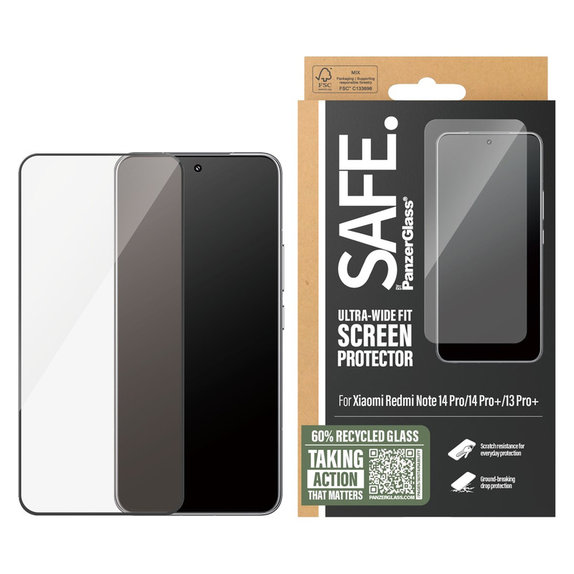 Tvrzené sklo UWF pro Xiaomi Redmi Note 14 Pro/14 Pro+/13 Pro+, Černá, SAFE by PanzerGlass
