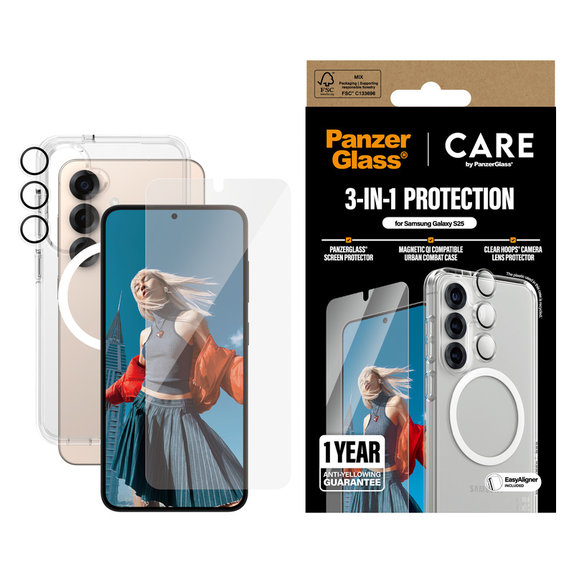 Bundle 3v1 pro Samsung Galaxy S25, PanzerGlass