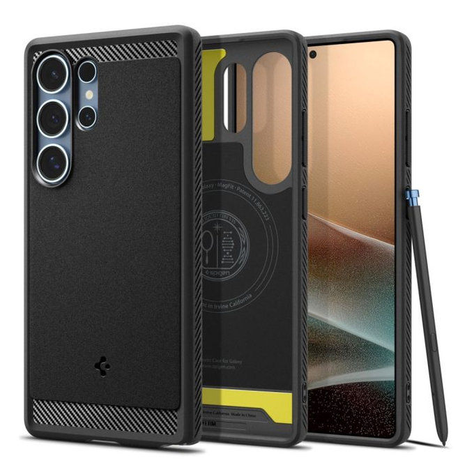 Spigen - Pouzdro Rugged Armor s MagSafe pro Samsung Galaxy S25 Ultra, Matte Black