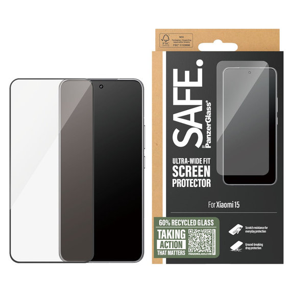 Tvrzené sklo UWF pro Xiaomi 15, Černá, SAFE by PanzerGlass