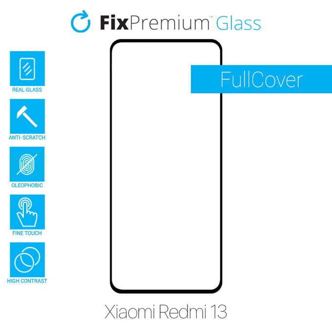 FixPremium FullCover Glass - Tvrzené sklo pro Xiaomi Redmi 13