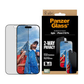 Tvrzené sklo UWF 2-Way Privacy s Fastfit pro iPhone 17/16 Pro, Černá, PanzerGlass