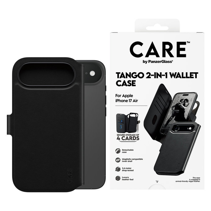 Pouzdro Wallet Tango Two-In-One s MagSAFE by PanzerGlass pro iPhone Air, Černá, PanzerGlass