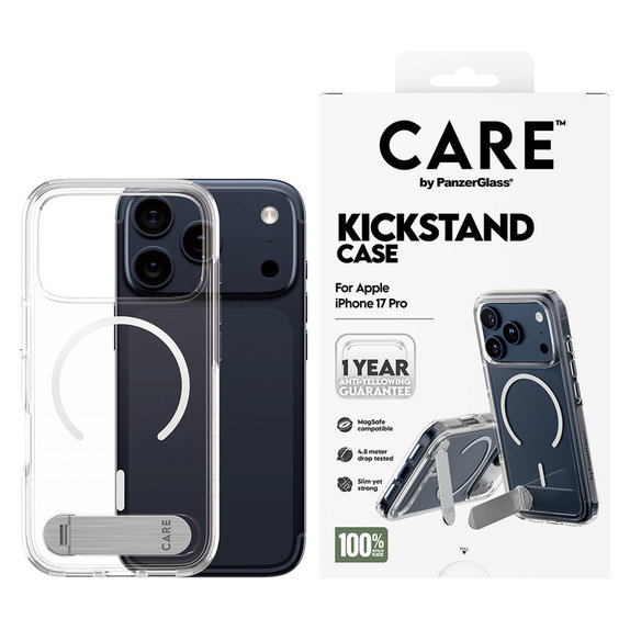 Pouzdro Kickstand pro iPhone 17 Pro, Transparentní, PanzerGlass