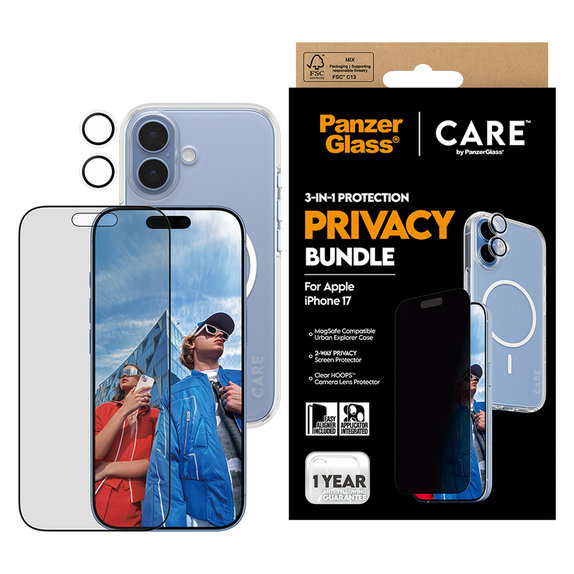 Bundle 3v1 Privacy pro iPhone 17, PanzerGlass