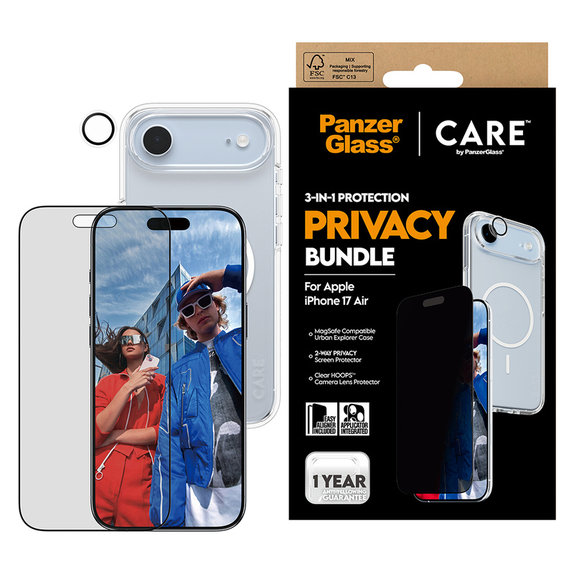 Bundle 3v1 Privacy pro iPhone Air, PanzerGlass