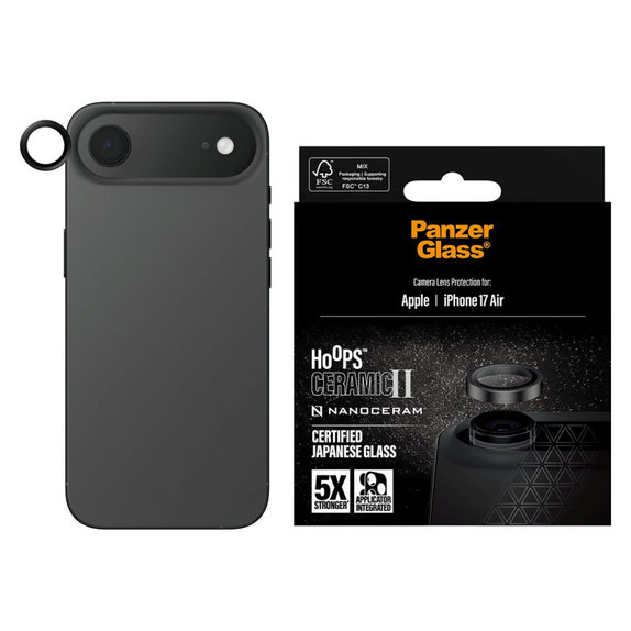 Ochranný kryt objektivu Hoops Ceramic II pro iPhone 17 Air, Černá, PanzerGlass