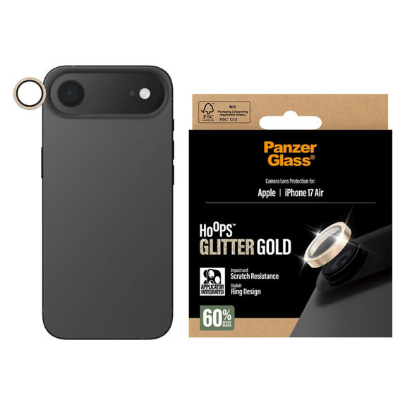 Ochranný kryt objektivu Hoops pro iPhone 17 Air, Glitter Gold, PanzerGlass
