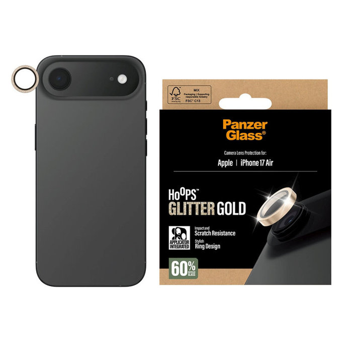 Ochranný kryt objektivu Hoops pro iPhone 17 Air, Glitter Gold, PanzerGlass