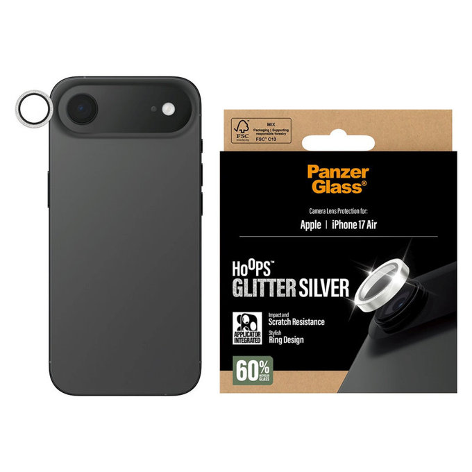 Ochranný kryt objektivu Hoops pro iPhone 17 Air, Glitter Silver, PanzerGlass