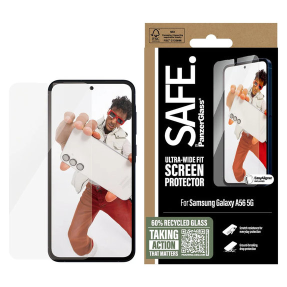 Tvrzené sklo UWF s aplikátorem pro Samsung Galaxy A56 5G, Čirá, SAFE by PanzerGlass