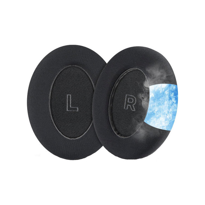 Náhradní Náušníky pro Bose QC Ultra, Paměťová pěna + Textil + Kůže, Černé, Chladivý gel, 1 pár