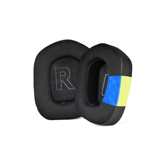 Náhradní Náušníky pro Logitech G733, Paměťová pěna + Textil + Kůže, Černé, Chladivý gel, 1 pár