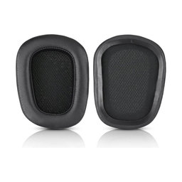 Náhradní Náušníky pro Logitech G633 Artemis, G933 Artemis, Paměťová pěna + Kůže, Černé, 1 pár